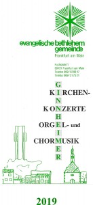 Faltblatt Ginnheimer Kirchenkonzerte, Orgel- und Chormusik” 2019