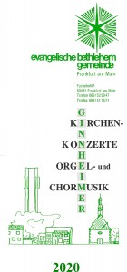 Faltblatt Ginnheimer Kirchenkonzerte, Orgel- und Chormusik” 2020