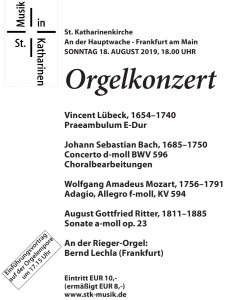 Orgelkonzert St. Katharinenkirche - Frankfurt am Main 18. August 2019